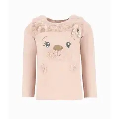 LIMONADA - Polera niña con oso beige