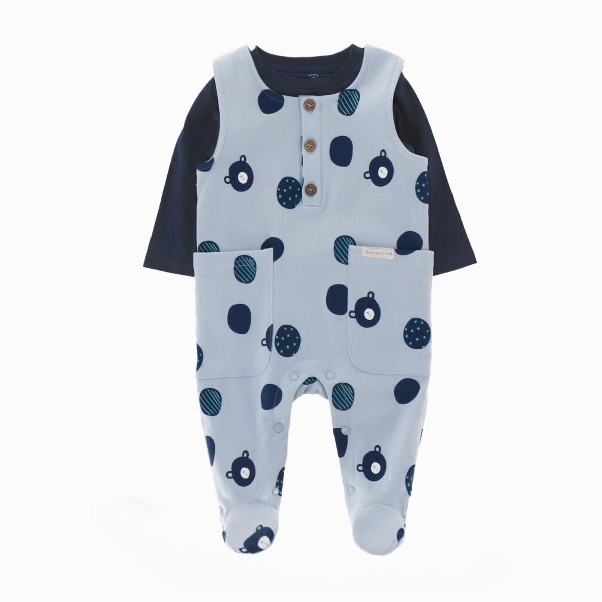 BLACK AND BLUE - Conjunto recién nacido con dinosaurios celeste Black and Blue