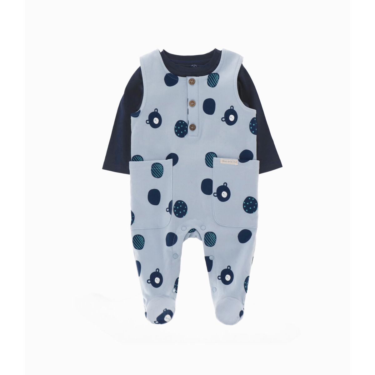 BLACK AND BLUE - Conjunto recién nacido con dinosaurios celeste Black and Blue