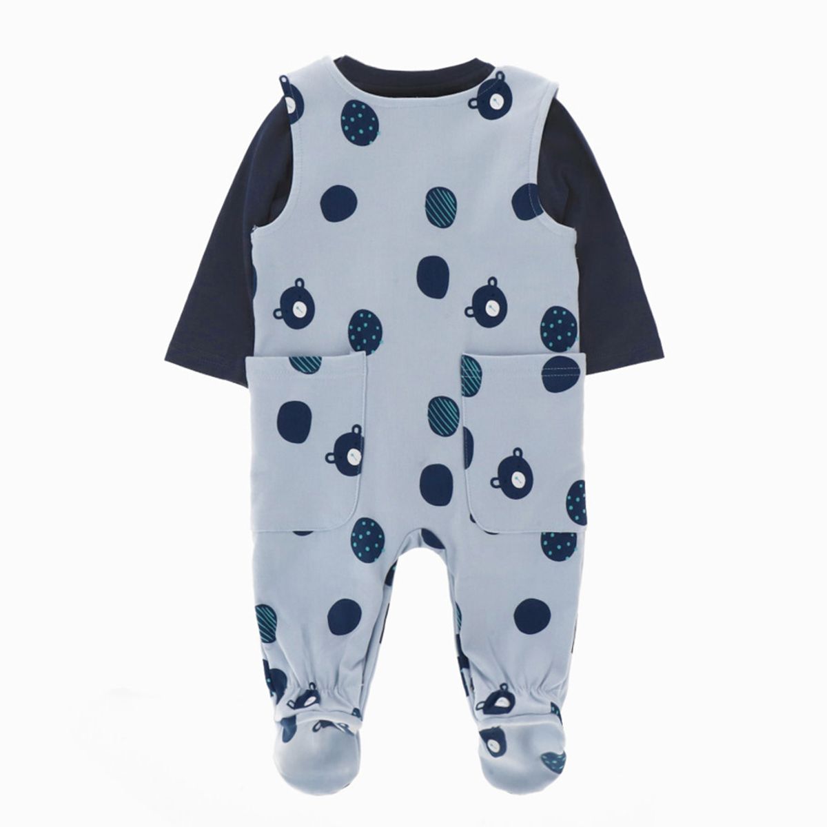 BLACK AND BLUE - Conjunto recién nacido con dinosaurios celeste Black and Blue