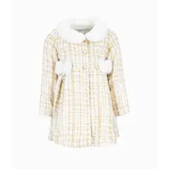 LIMONADA - Conjunto niña de vestido y abrigo blanco