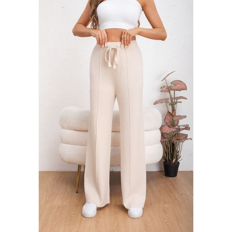 MPROPIA - Pantalon Mujer Tipo Palazzo Lanilla Tiro Alto Full Elasticado 5056
