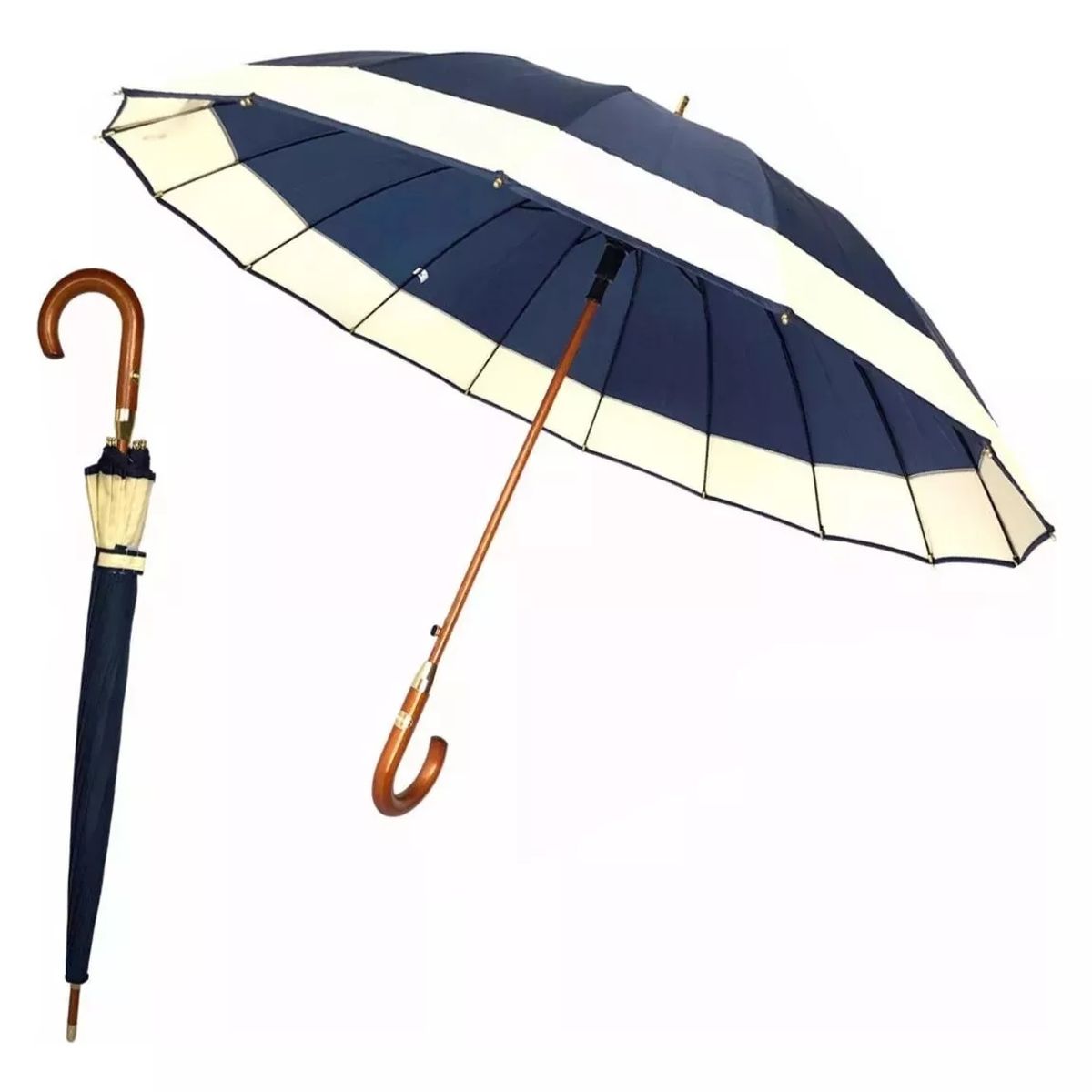 GENERICO - Paraguas Automatico Impermeable Grande 130cm 16 Varilla Azul