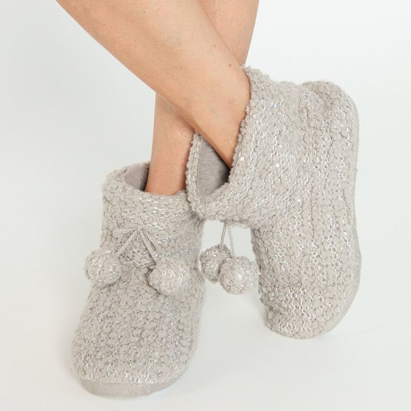BARBIZON - Pantufla de Mujer Bota Home Gris Claro