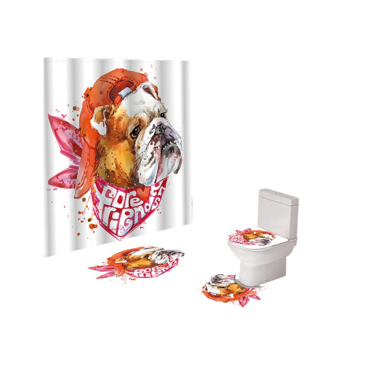 GENERICO - Juego De Cortina De Ducha Con Alfombras Antideslizante Set 4 Piezas