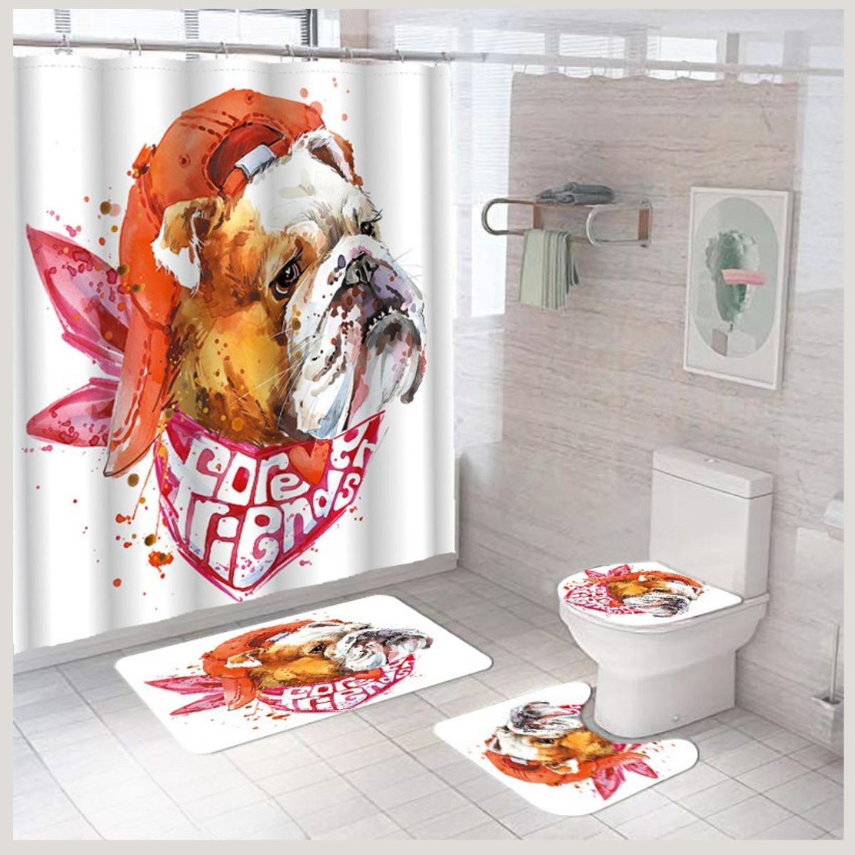 GENERICO - Juego De Cortina De Ducha Con Alfombras Antideslizante Set 4 Piezas