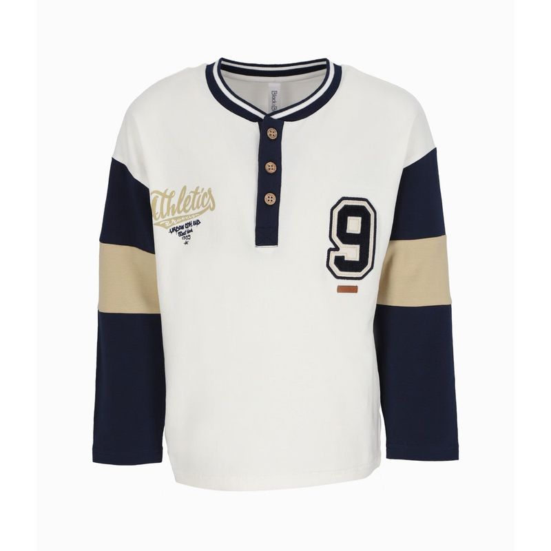 BLACK AND BLUE - Polera niño bicolor blanco Black and Blue