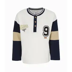 BLACK AND BLUE - Polera niño bicolor blanco