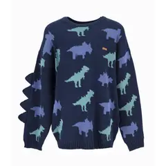 BLACK AND BLUE - Chaleco niño con dinosaurio azul marino