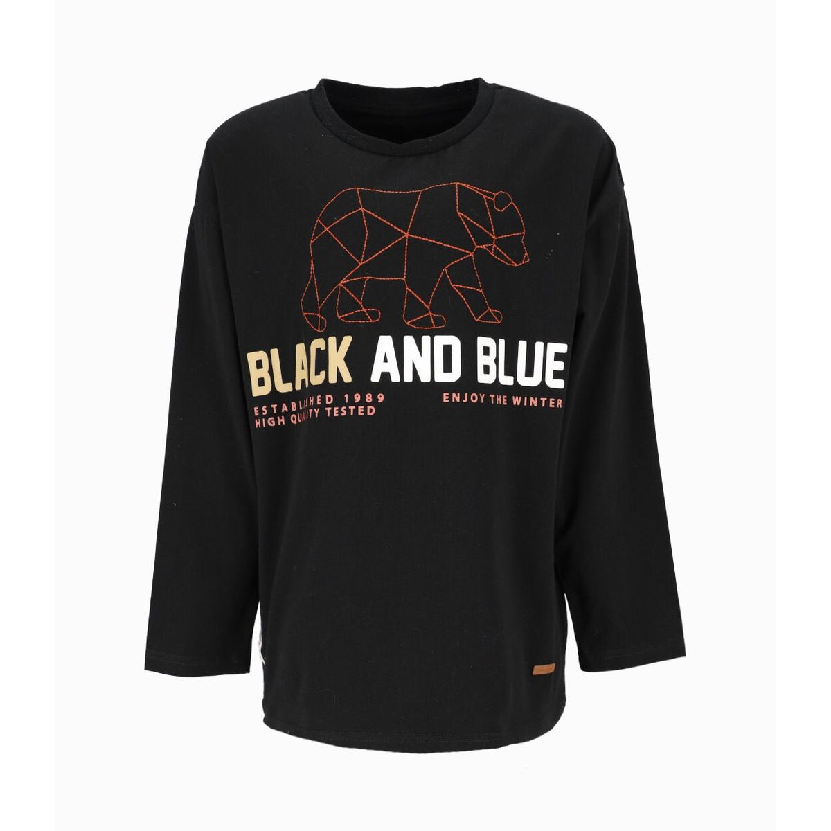 BLACK AND BLUE - Polera niño con diseño negro Black and Blue