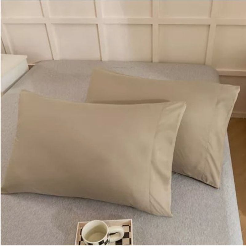 GENERICO - 2 Fundas De Almohada 2800 Hilos Egipician Beige
