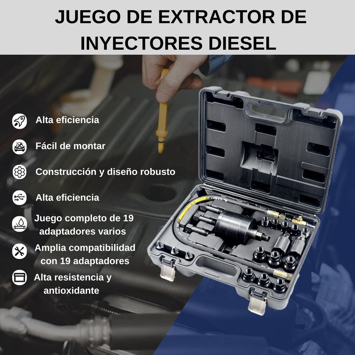 GENERICO - Kit Extractor Inyectores Diesel Universal Profesional 19pz