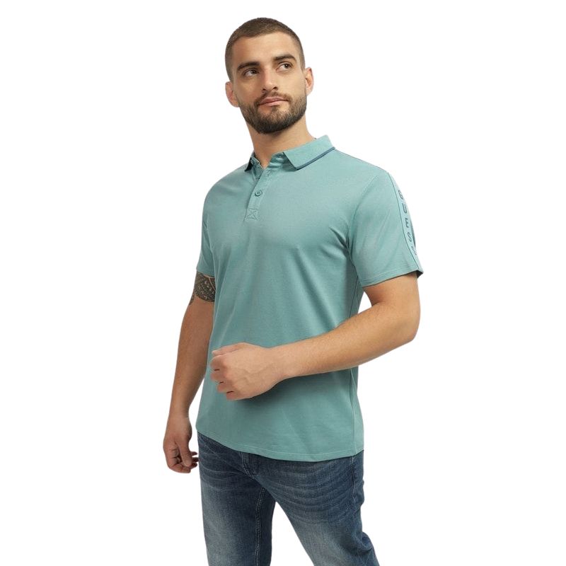 GUESS - Polera Hombre Guess Ss Paul Pique Tape Verde