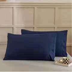 GENERICO - 2 Fundas De Almohada 2800 Hilos Egipician Azul Acero