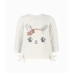 LIMONADA - Polera bebé con conejo y lazos blanco