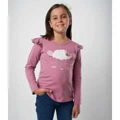 LIMONADA - Polera niña con vuelos burdeo