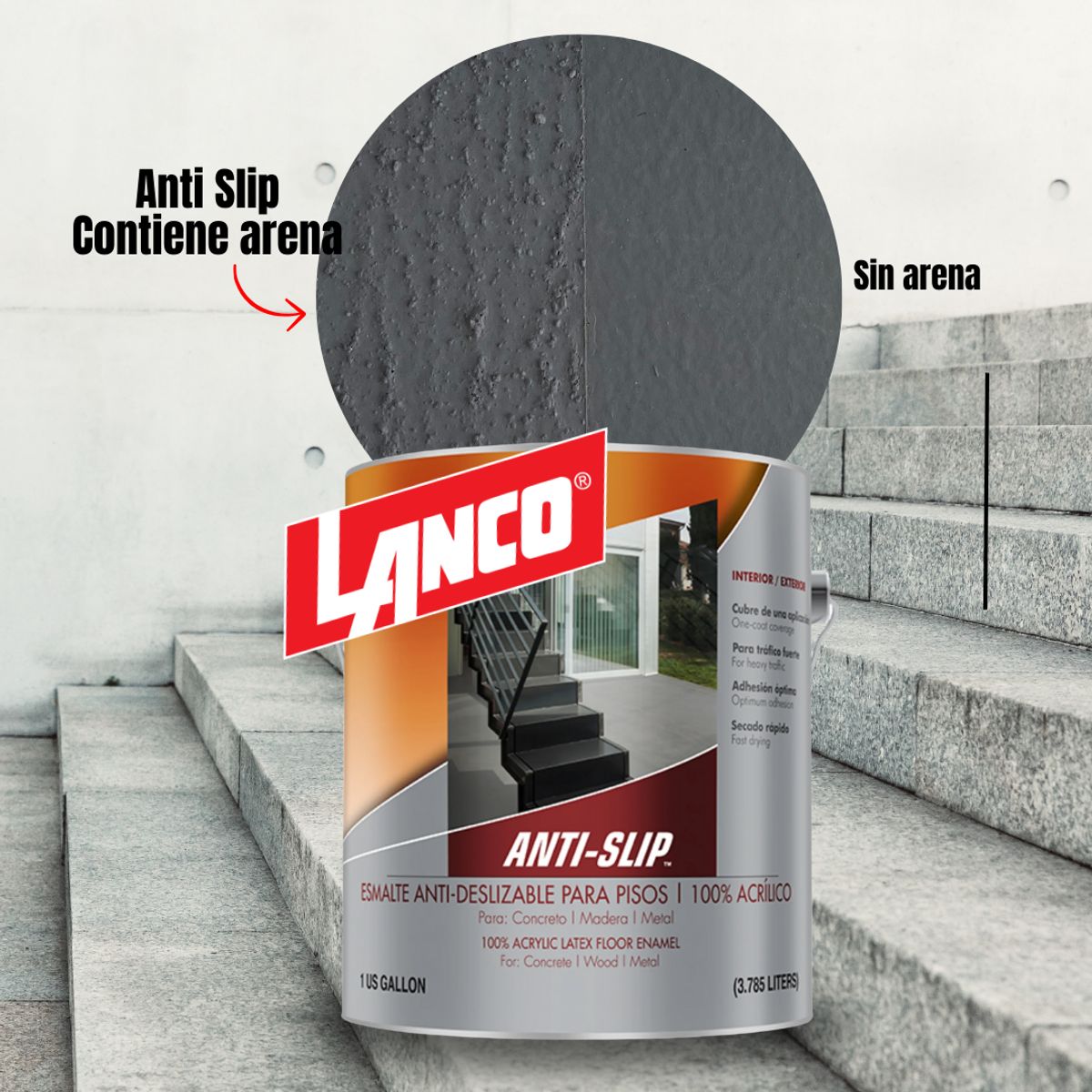 LANCO - Pintura Antideslizante Anti-Slip Lanco 1 galón Gris