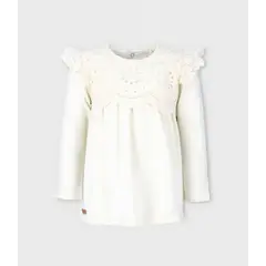 LIMONADA - Polera niña con broderie blanco