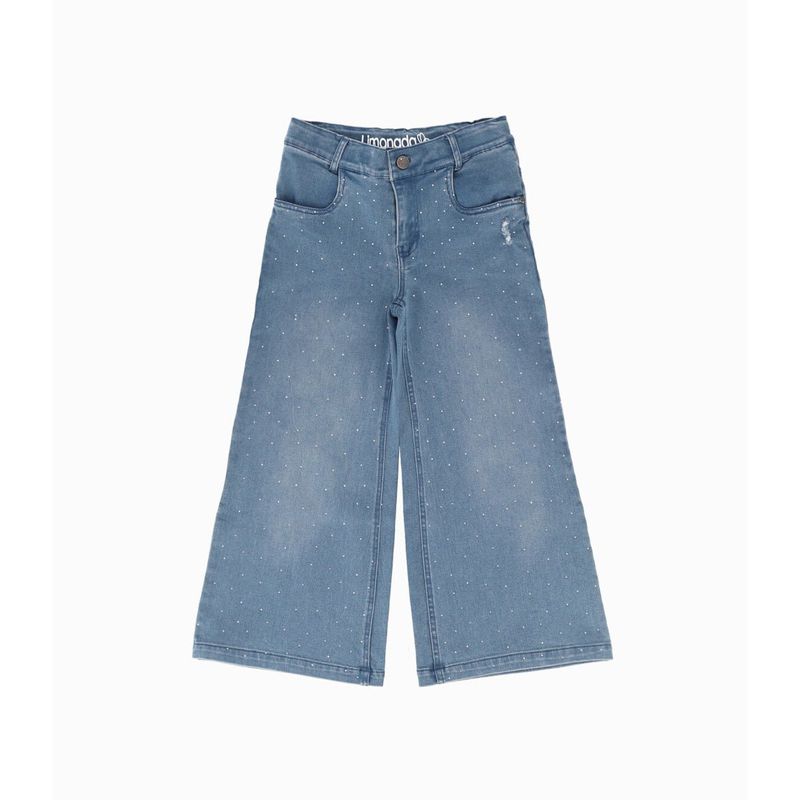 LIMONADA - Jeans niña acampanado con brillos celeste Limonada