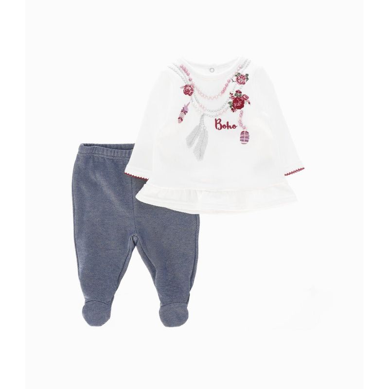LIMONADA - Conjunto recién nacida de polera y calzas blanco Limonada