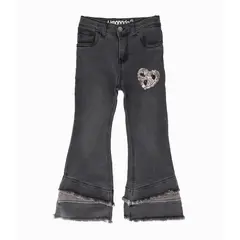 LIMONADA - Jeans niña con flecos gris