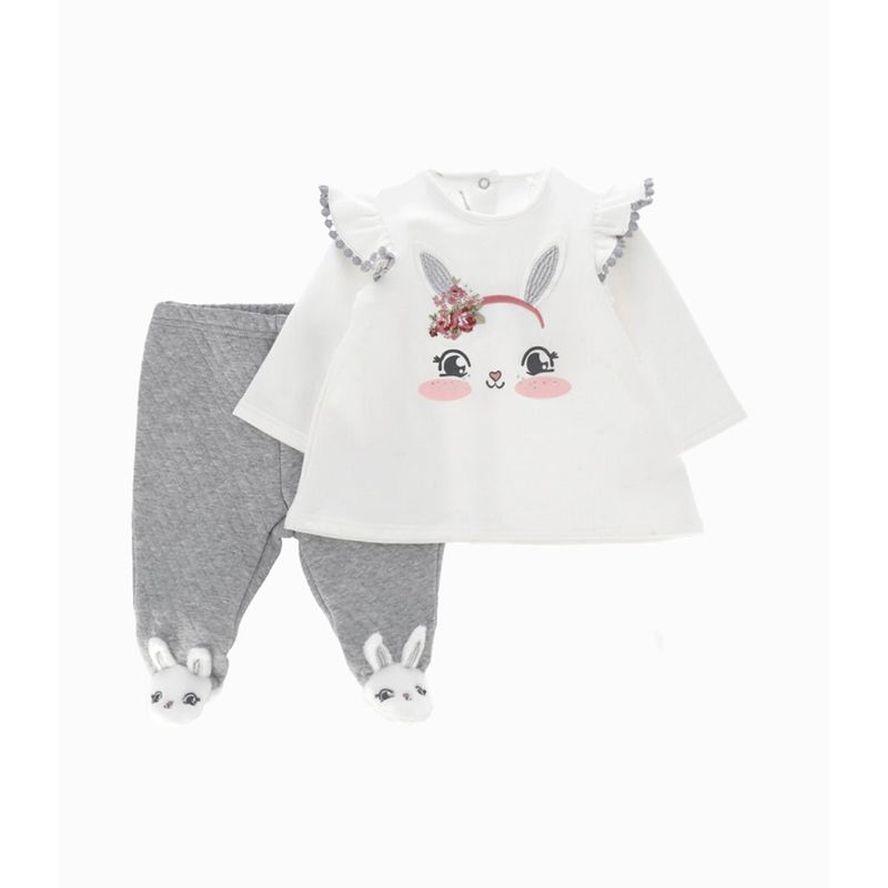 LIMONADA - Conjunto recién nacida de polera y calzas gris Limonada