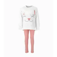 LIMONADA - Conjunto niña de polerón y calzas blanco