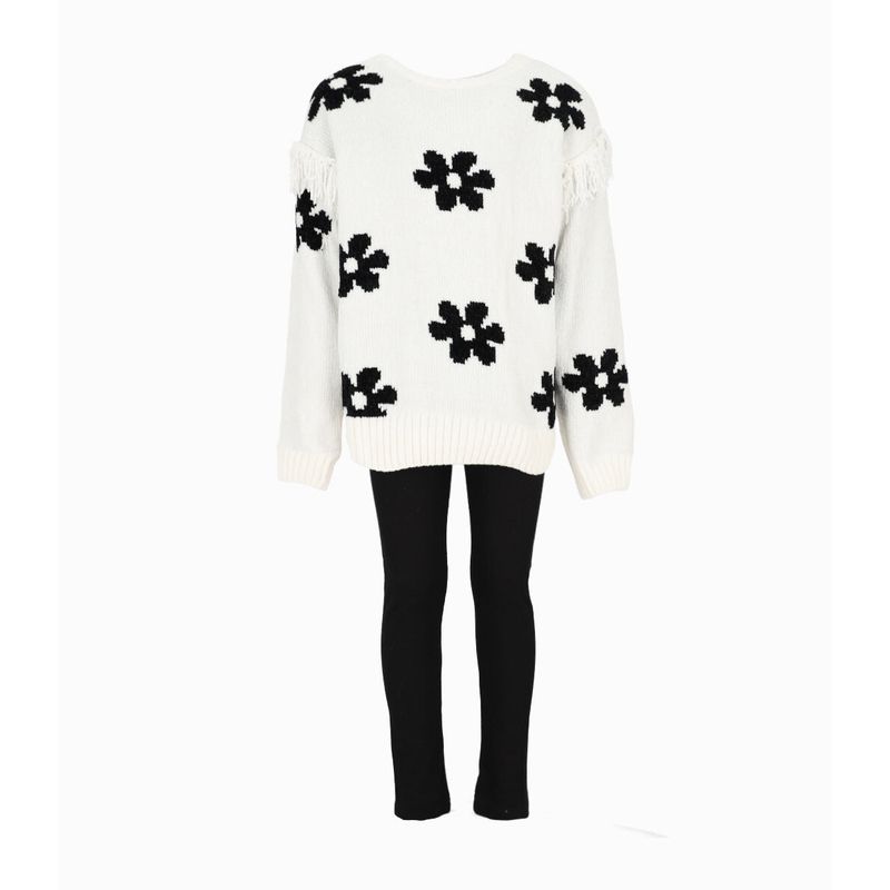 LIMONADA - Conjunto niña con flores negro Limonada