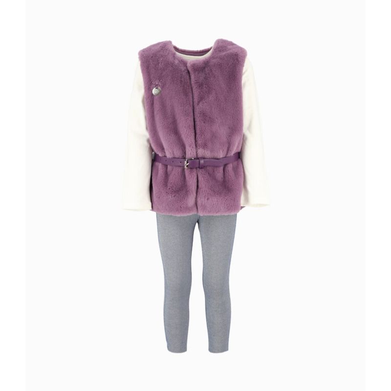 LIMONADA - Conjunto niña de chaqueta, polera y calzas morado Limonada