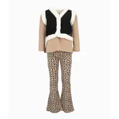 LIMONADA - Conjunto niña animal print beige
