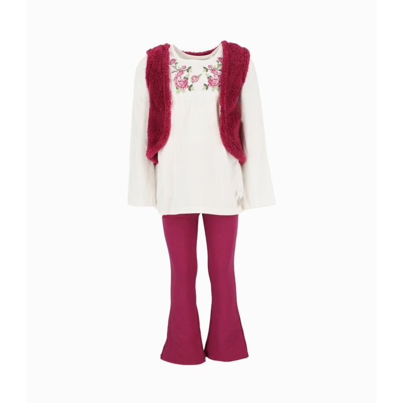 LIMONADA - Conjunto niña de polera, chaqueta y calzas burdeo Limonada