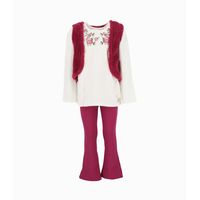 Conjunto niña de polera, chaqueta y calzas burdeo