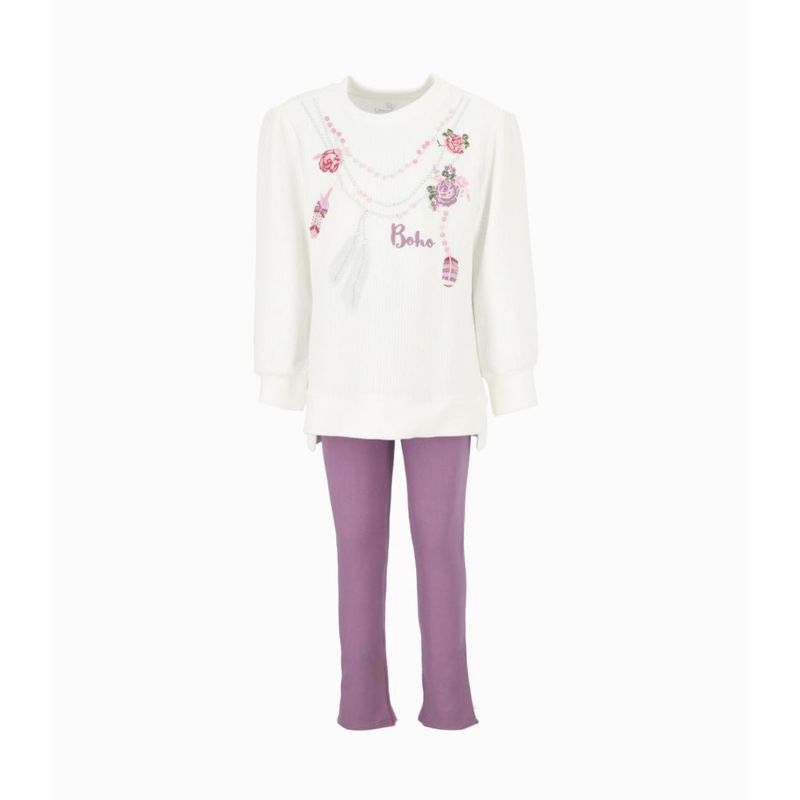 LIMONADA - Conjunto niña de chaleco y calzas morado Limonada