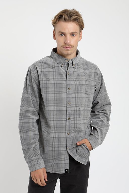 Camisa Manga Larga Corduroy Yarn Hombre Gris S