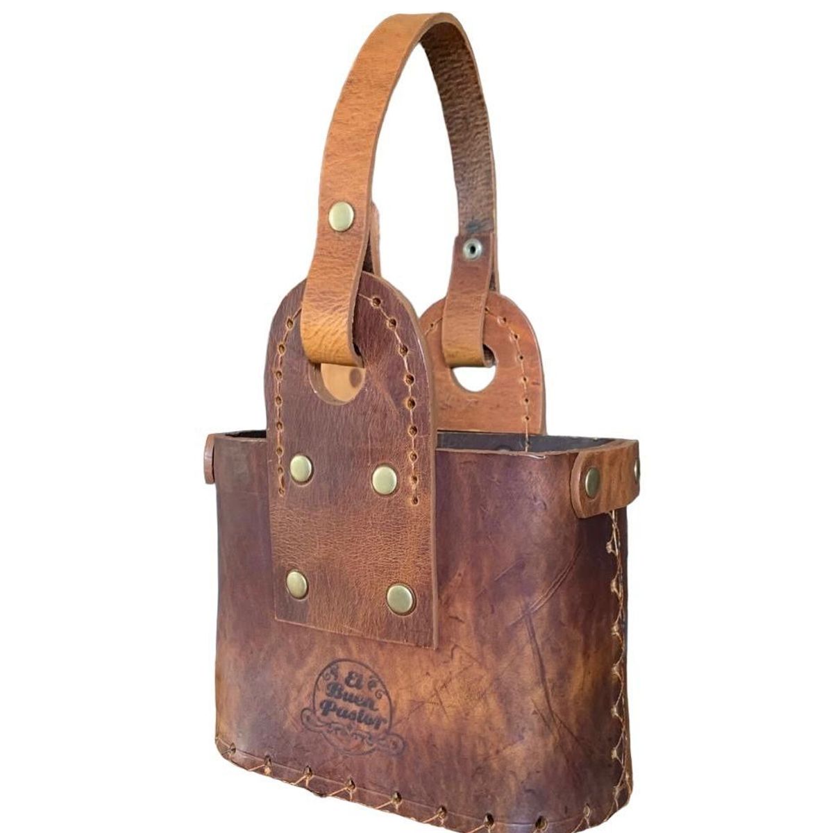 EL BUEN PASTOR - Canasta Matera de Cuero El Buen Pastor