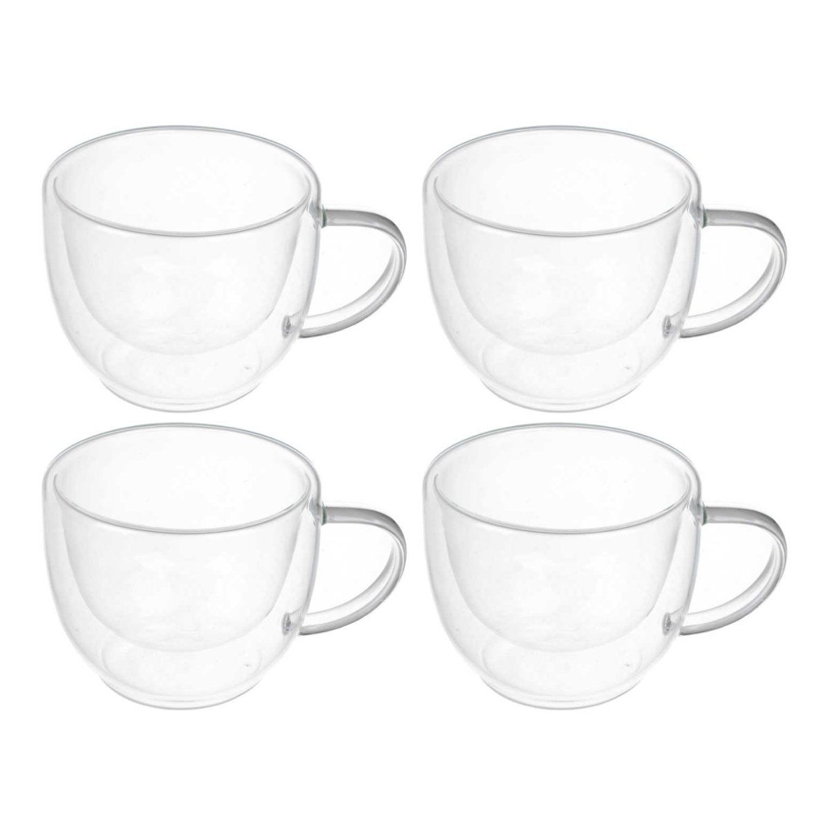 GENERICO - Pack de 4 Tazas de Vidrio Doble Pared 150ml