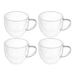 GENERICO - Pack de 4 Tazas de Vidrio Doble Pared 150ml