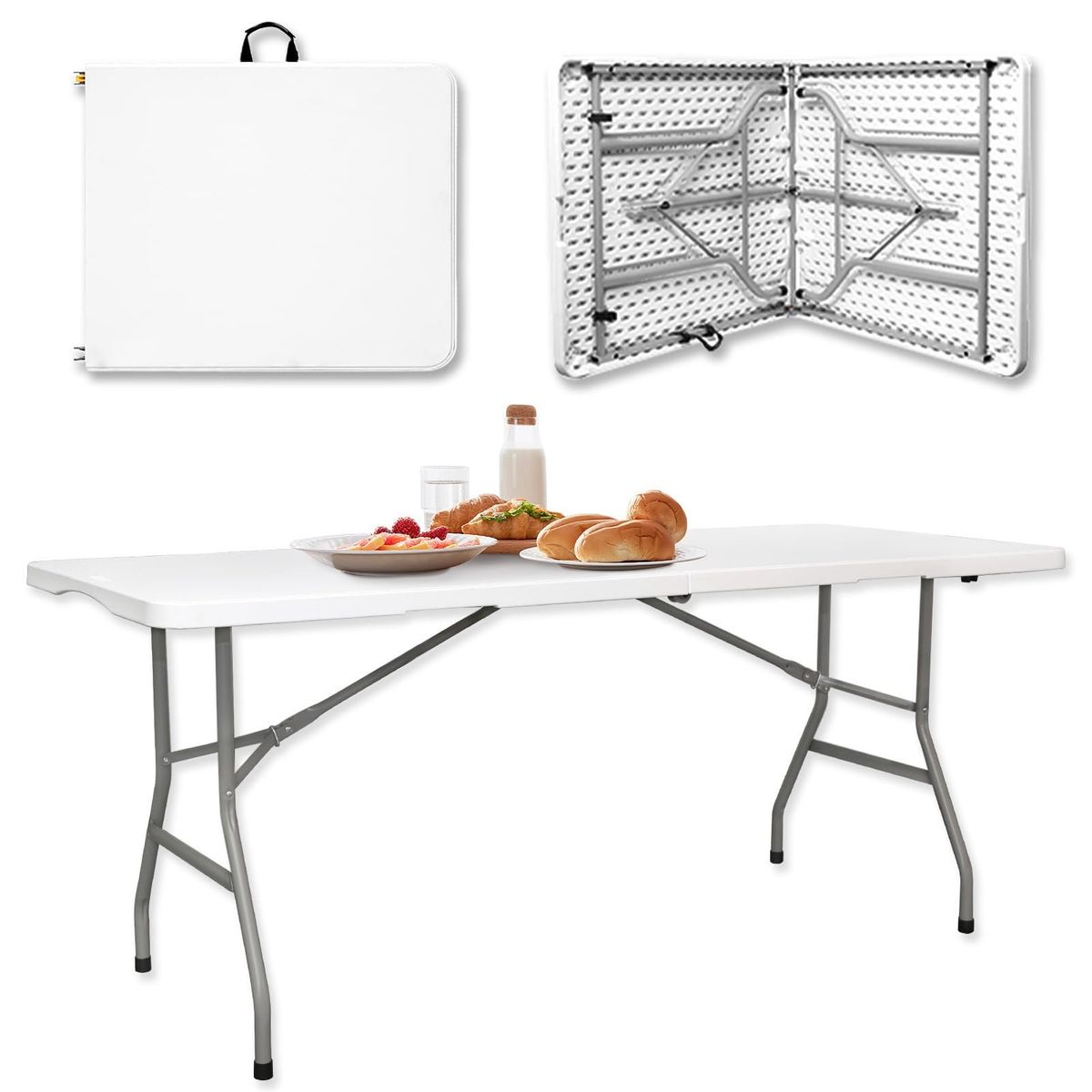 GENERICO - Mesa Plegable 180 Cm Maleta Camping Y Picnic Color Blanco