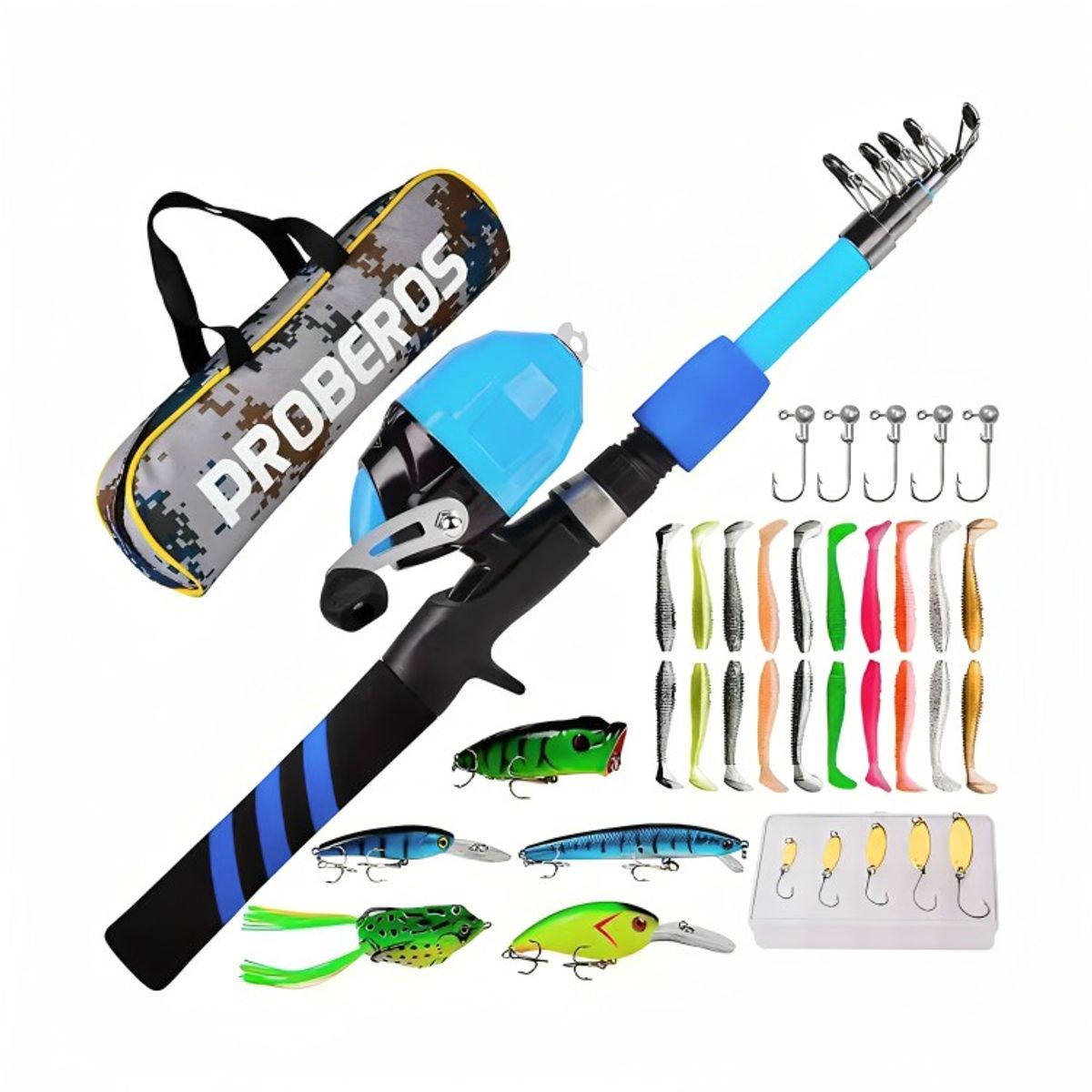 GENERICO - KIT CAÑA DE PESCAR 18 M CAÑA CARRETE SEÑUELO