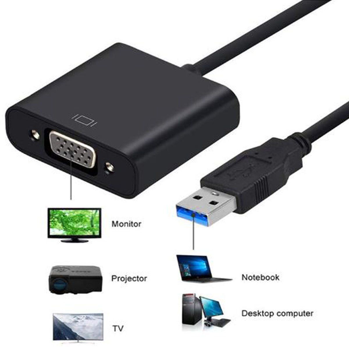 ULINK - CONVERSOR DE VIDEO USB 3.0 A VGA, 10 CMS.