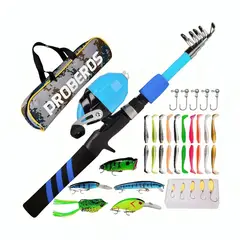 GENERICO - KIT CAÑA DE PESCAR 18 M CAÑA CARRETE SEÑUELO