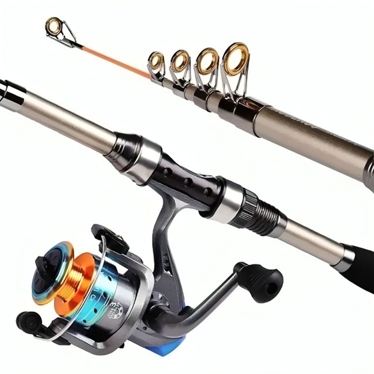 GENERICO - KIT CAÑA DE PESCAR 1,8 METROS CAÑA CARRETE SEÑUELO