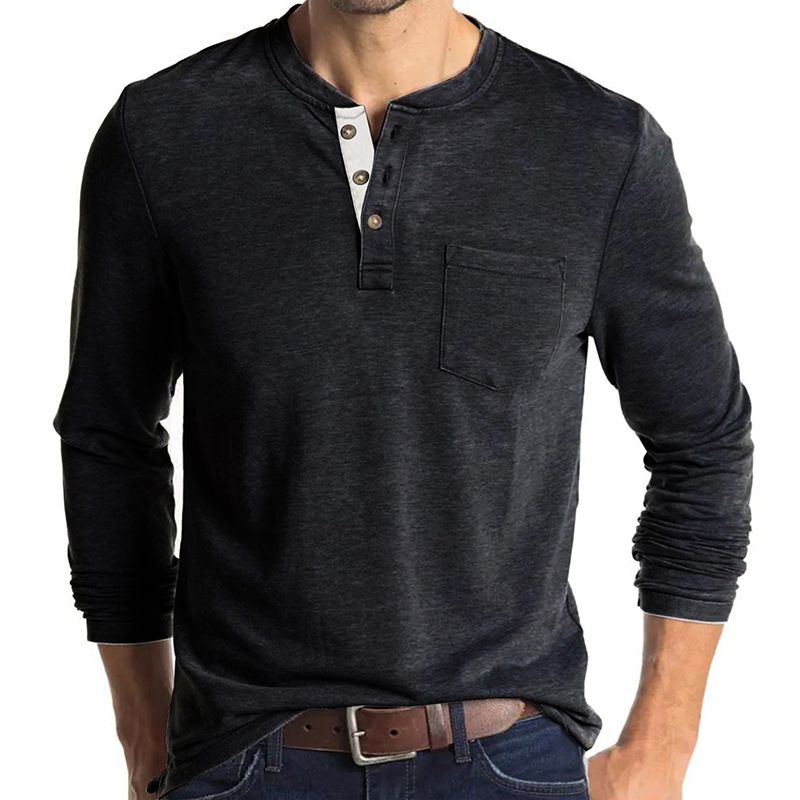 TIOZONEY - Polera Manga Larga Algodón Hombre