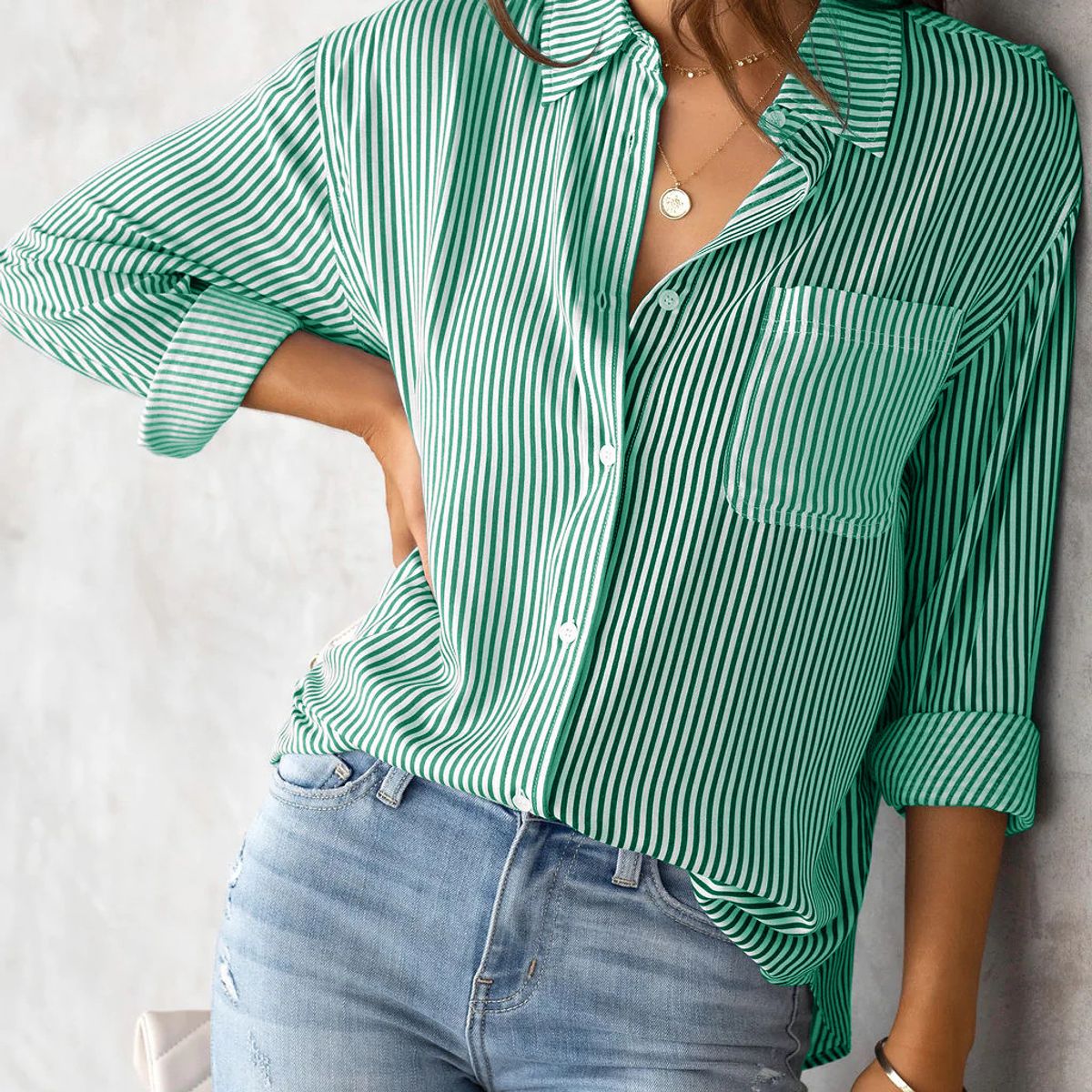 TIOZONEY - Camisa Manga Larga Algodón Mujer