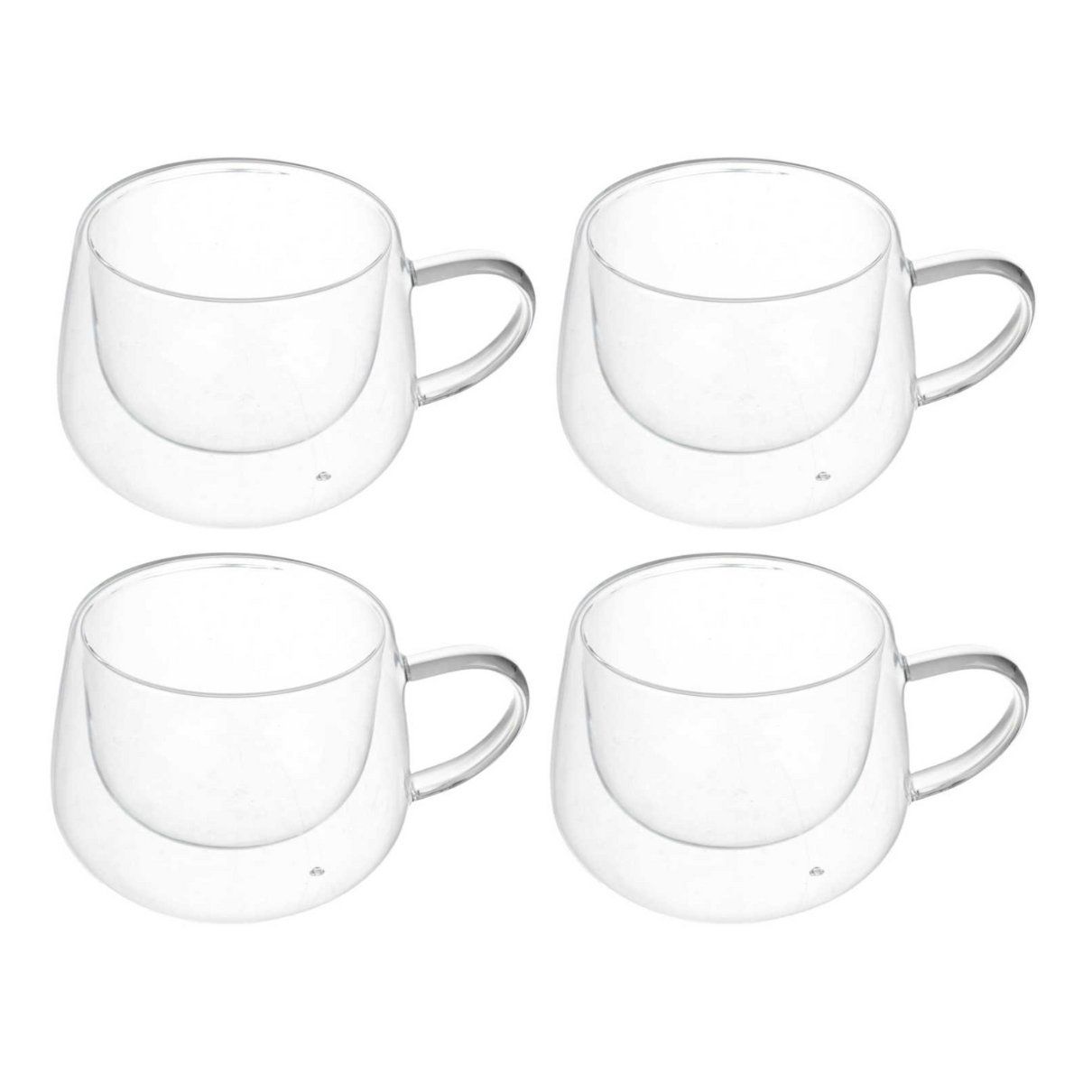 GENERICO - Pack de 4 Tazas de Vidrio Doble Pared 350ml