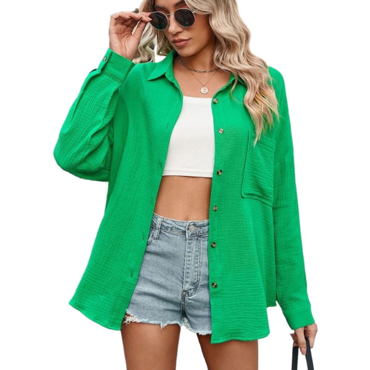TIOZONEY - Blusa mujer Verde