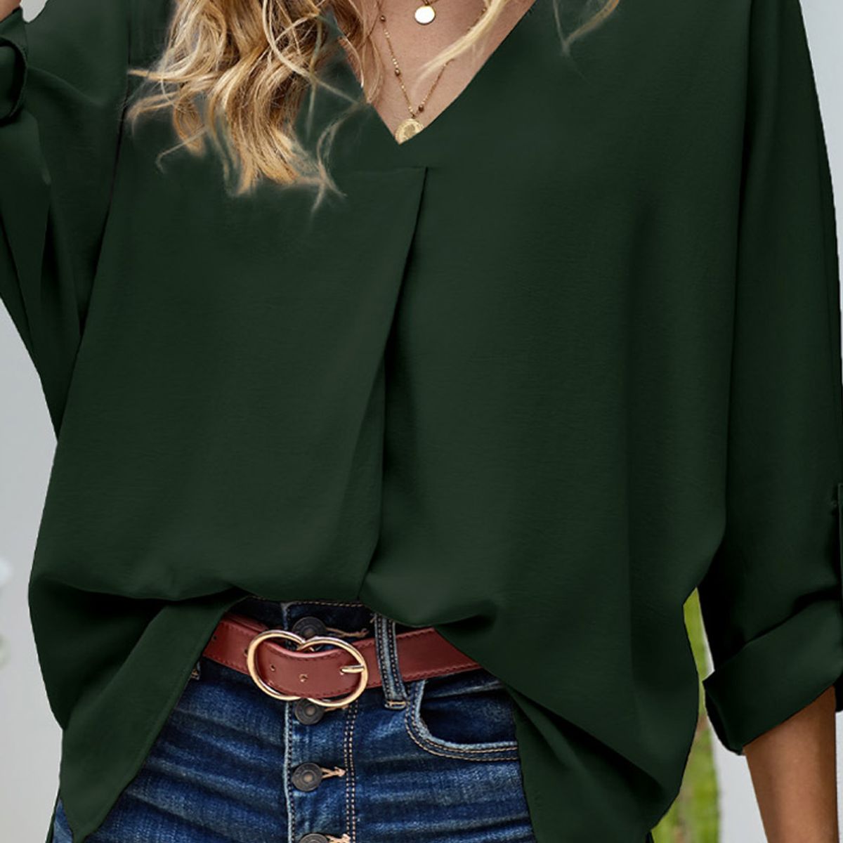 TIOZONEY - Blusa suelta mujer - Verde