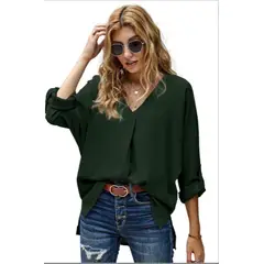 TIOZONEY - Blusa suelta mujer - Verde