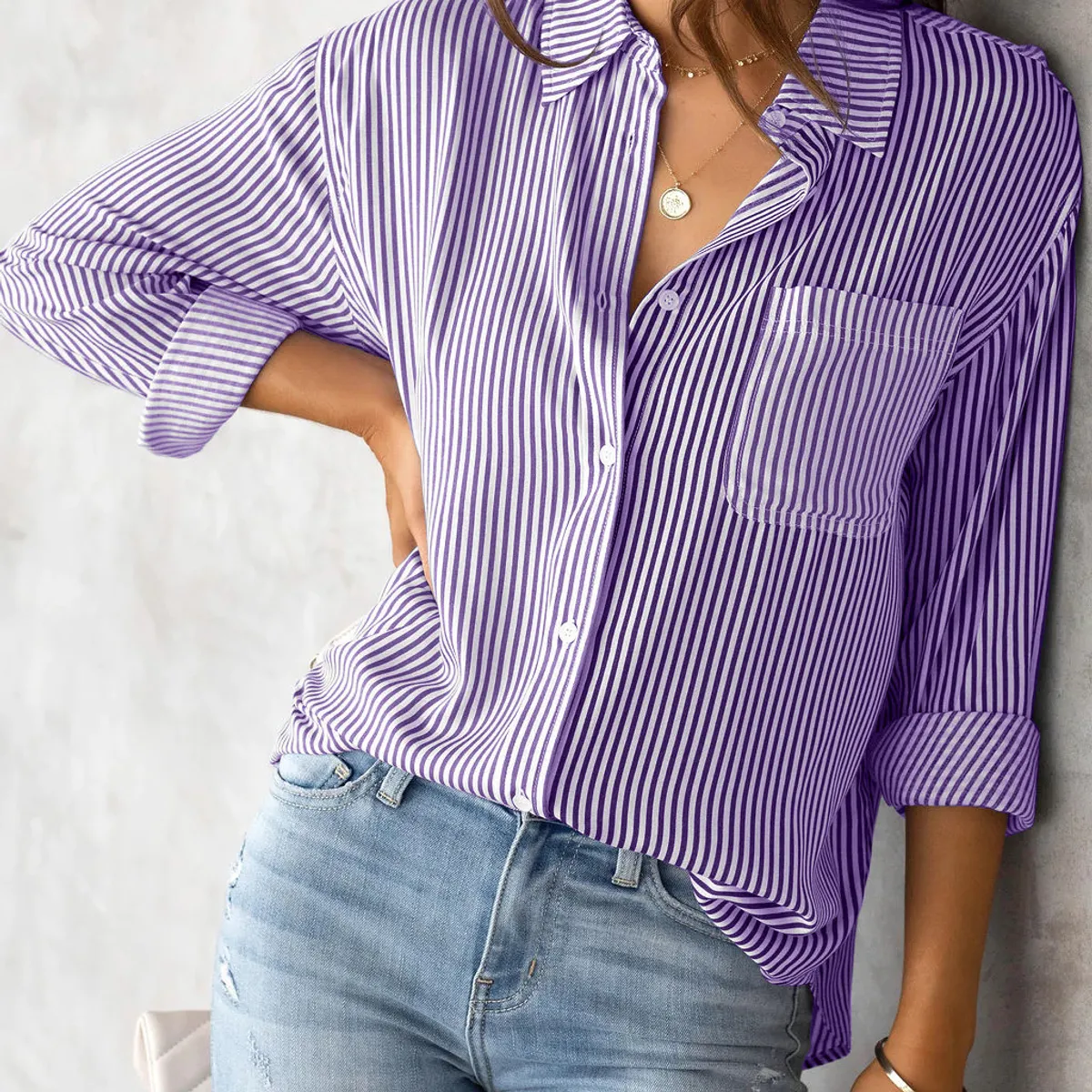 TIOZONEY - Camisa Manga Larga Algodón Mujer