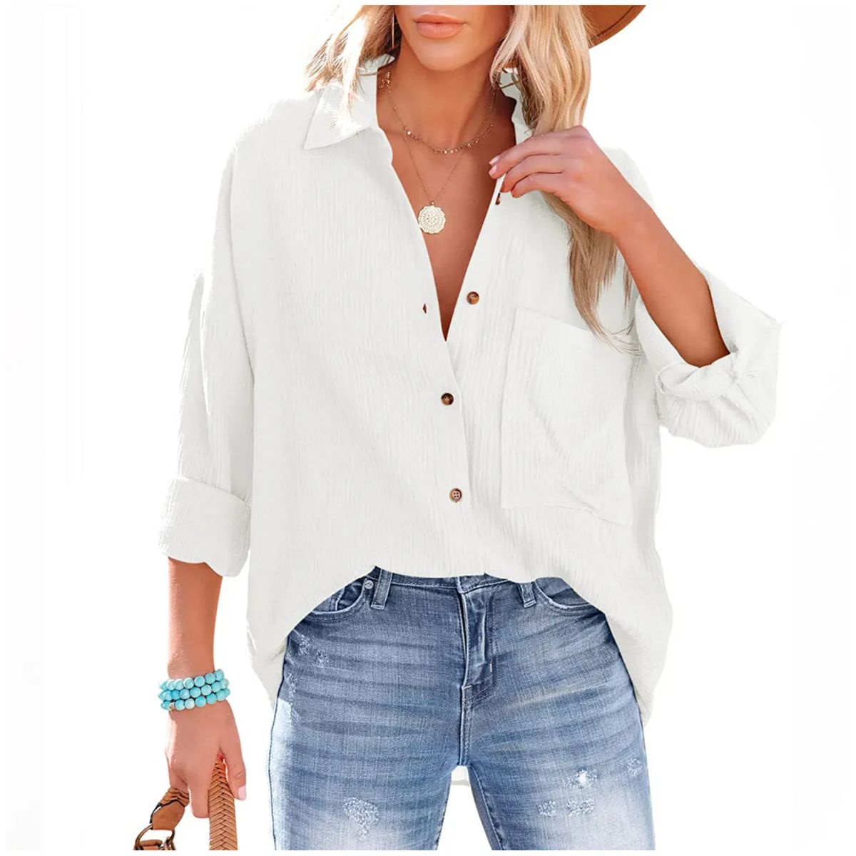 TIOZONEY - Blusa mujer Blanca